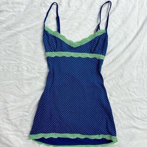 Lace Trim Polka Dots Cami Dress / Top